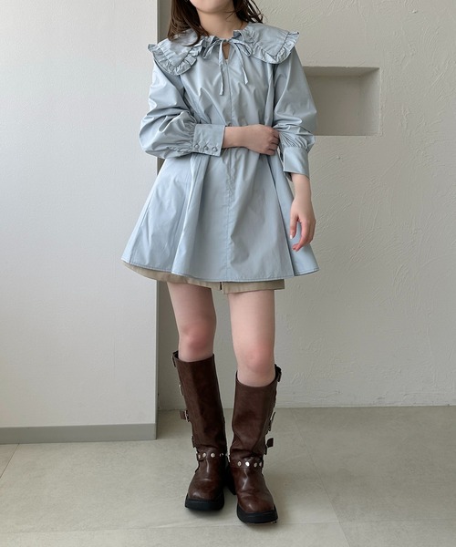 apres jour clair（アプレジュールクレア）の「【apres jour clair】フリル襟チュニックブラウス（シャツ/ブラウス・レディース・ブルー/クリーム/オフホワイト・X-LARGE/フリー）」の22枚目の写真