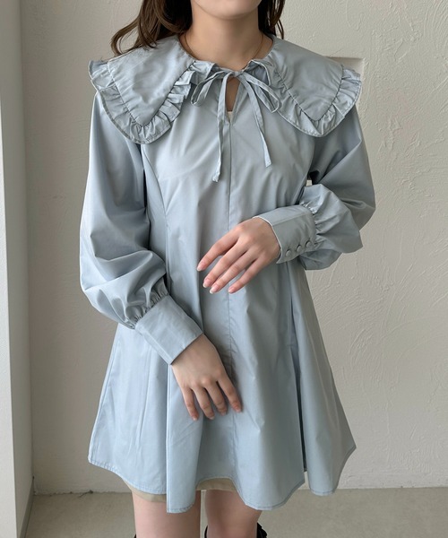 セール】【apres jour clair】フリル襟チュニックブラウス（シャツ