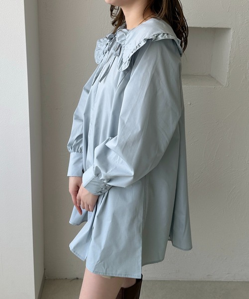 apres jour clair（アプレジュールクレア）の「【apres jour clair】フリル襟チュニックブラウス（シャツ/ブラウス・レディース・ブルー/クリーム/オフホワイト・X-LARGE/フリー）」の20枚目の写真