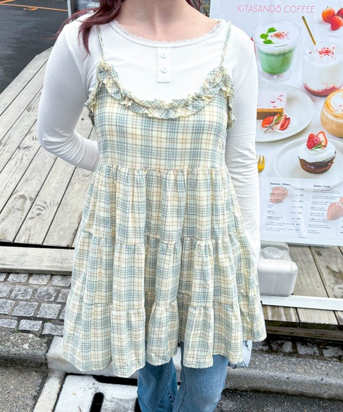 frunco（フランコ）の「チェックキャミワンピース（ワンピース・レディース・イエロー/ピンク・FREE）」の18枚目の写真