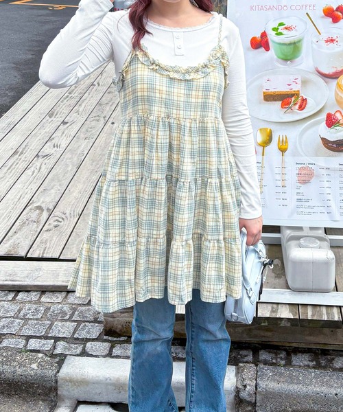 frunco（フランコ）の「チェックキャミワンピース（ワンピース・レディース・イエロー/ピンク・FREE）」の15枚目の写真