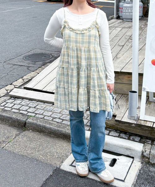 frunco（フランコ）の「チェックキャミワンピース（ワンピース・レディース・イエロー/ピンク・FREE）」の12枚目の写真