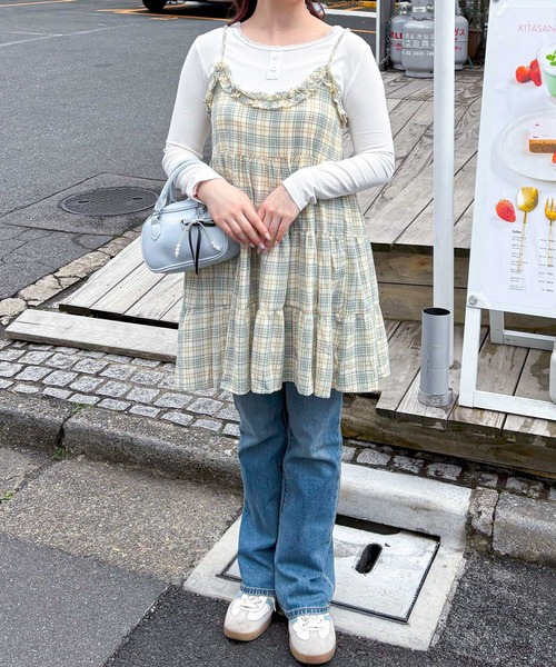 frunco（フランコ）の「チェックキャミワンピース（ワンピース・レディース・イエロー/ピンク・FREE）」の11枚目の写真