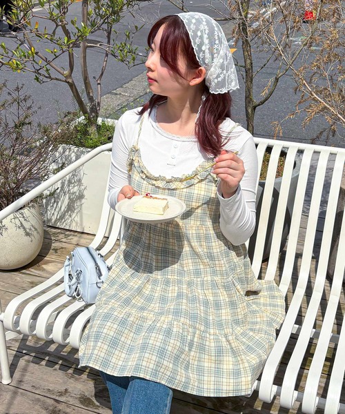 frunco（フランコ）の「チェックキャミワンピース（ワンピース・レディース・イエロー/ピンク・FREE）」の5枚目の写真