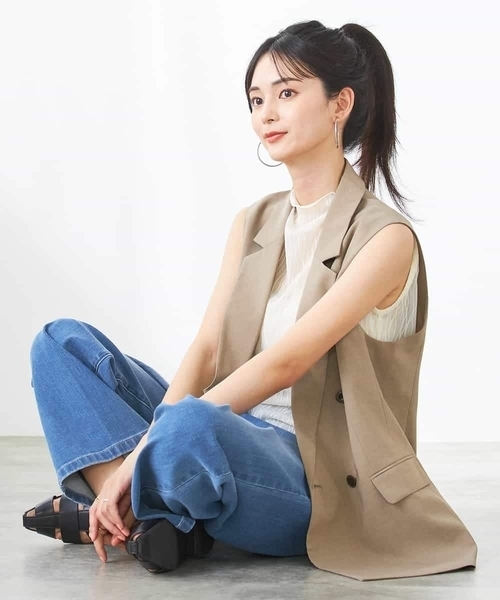 a.v.v（アーヴェヴェ）の「【洗える/イージーケア/UVカット/接触冷感/吸水速乾】サマーストレッチダブルジレ（その他アウター・レディース・ネイビー/ベージュ/ライトグレー・38/36/40）」の13枚目の写真