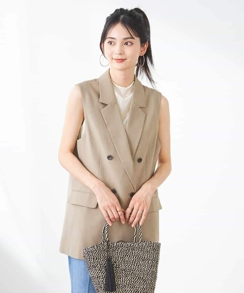 a.v.v（アーヴェヴェ）の「【洗える/イージーケア/UVカット/接触冷感/吸水速乾】サマーストレッチダブルジレ（その他アウター・レディース・ネイビー/ベージュ/ライトグレー・38/36/40）」の16枚目の写真