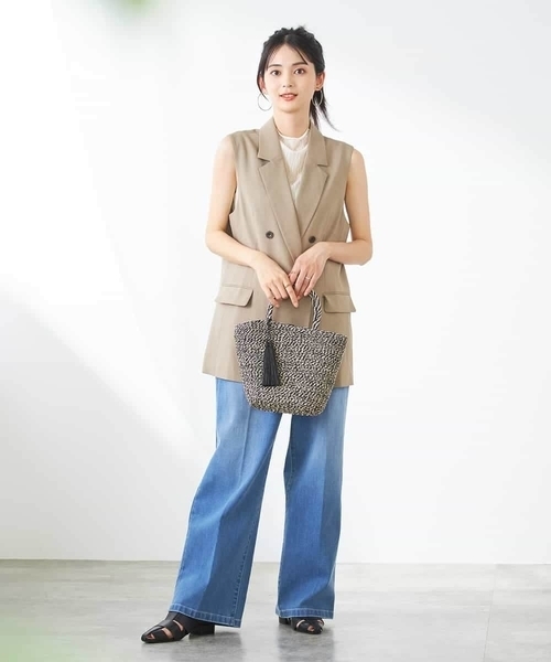 a.v.v（アーヴェヴェ）の「【洗える/イージーケア/UVカット/接触冷感/吸水速乾】サマーストレッチダブルジレ（その他アウター・レディース・ネイビー/ベージュ/ライトグレー・38/36/40）」の19枚目の写真