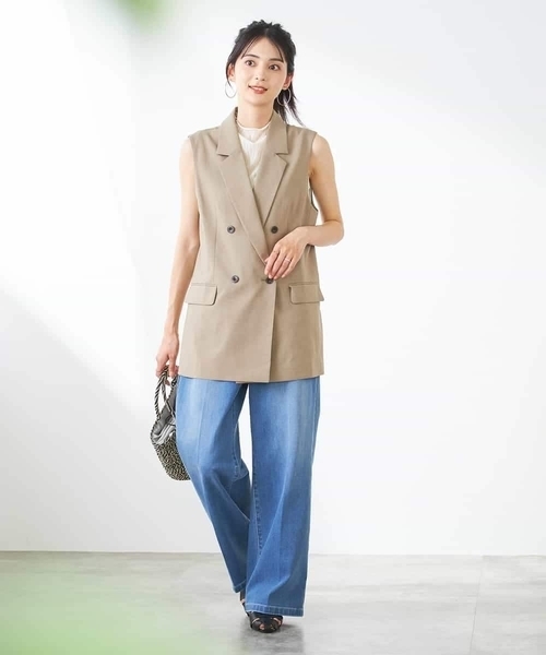 a.v.v（アーヴェヴェ）の「【洗える/イージーケア/UVカット/接触冷感/吸水速乾】サマーストレッチダブルジレ（その他アウター・レディース・ネイビー/ベージュ/ライトグレー・38/36/40）」の21枚目の写真