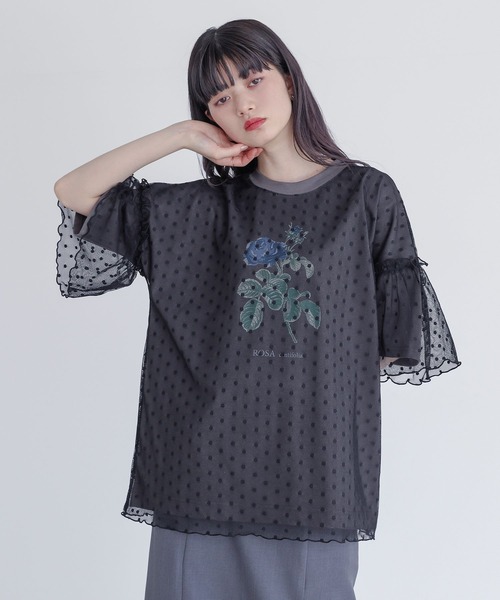 somari imagination(ソマリ イマジネーション)の「【機能素材】『チュールドッキングカットソー』(Tシャツ/カットソー・レディース・チャコール/ベージュ・2/1)」の5枚目の写真