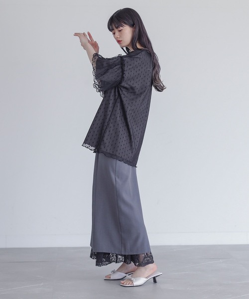 somari imagination(ソマリ イマジネーション)の「【機能素材】『チュールドッキングカットソー』(Tシャツ/カットソー・レディース・チャコール/ベージュ・2/1)」の9枚目の写真