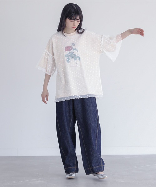 somari imagination(ソマリ イマジネーション)の「【機能素材】『チュールドッキングカットソー』(Tシャツ/カットソー・レディース・チャコール/ベージュ・2/1)」の13枚目の写真