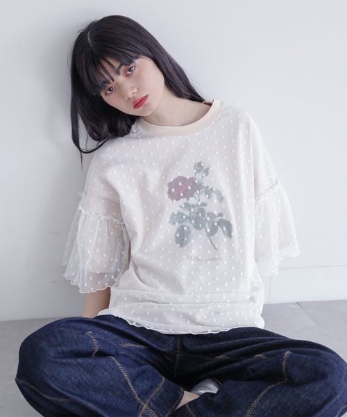 somari imagination(ソマリ イマジネーション)の「【機能素材】『チュールドッキングカットソー』(Tシャツ/カットソー・レディース・チャコール/ベージュ・2/1)」の12枚目の写真