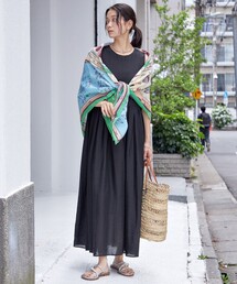 〈手洗い可能〉シルク混 シアー ノースリーブ ワンピース