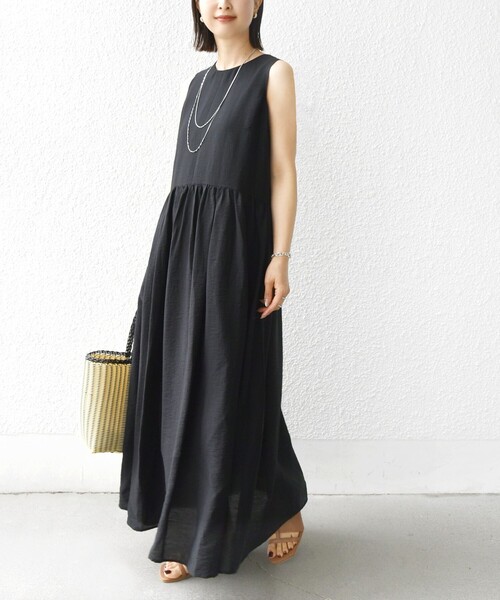 SHIPS for Women シルク混シアーノースリーブワンピース SHIPS ワンピース 「手洗い可能」シルク混 シアー ノースリーブ