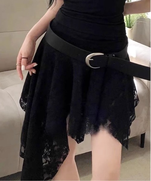 NO WAY（ノーウェイ）の「/アシメレースミニパンツスカート Y2K グランジ（MA/EK111）（スカート・レディース・ブラック/ホワイト・FREE）」の6枚目の写真