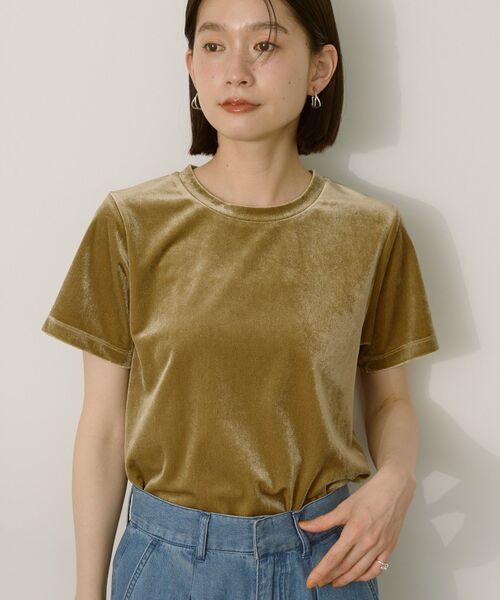 AMERICAN HOLIC(アメリカンホリック)の「ベロアTシャツ(Tシャツ/カットソー・レディース・チャコールグレー/ホワイト系その他2/オリーブ・M/L)」の8枚目の写真