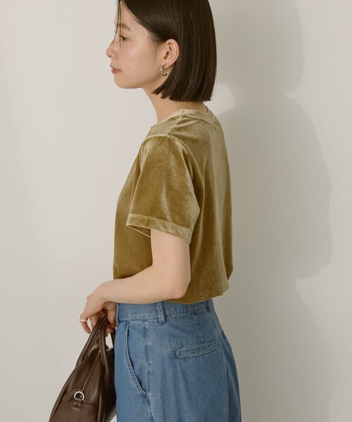 AMERICAN HOLIC(アメリカンホリック)の「ベロアTシャツ(Tシャツ/カットソー・レディース・チャコールグレー/ホワイト系その他2/オリーブ・M/L)」の9枚目の写真