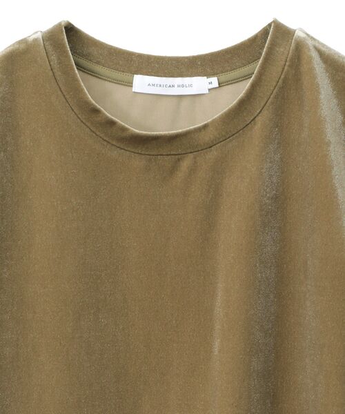 AMERICAN HOLIC(アメリカンホリック)の「ベロアTシャツ(Tシャツ/カットソー・レディース・チャコールグレー/ホワイト系その他2/オリーブ・M/L)」の16枚目の写真