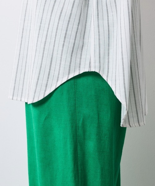 CHIC STYLE（シックスタイル）の「ストライプフレンチスリーブシャツ＜大きいサイズ有＞シックスタイル（シャツ/ブラウス・レディース・ホワイト系/ネイビー系・M/L/LL/3L/4L/5L）」の10枚目の写真