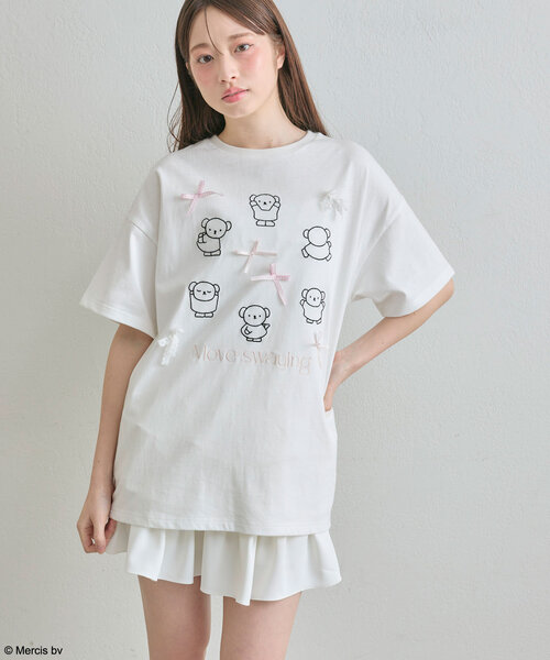 OLIVE des OLIVE(オリーブデオリーブ)の「miffy ribbon Big T(Tシャツ/カットソー・レディース・ホワイト/ブラック/オフホワイト・FREE)」の4枚目の写真