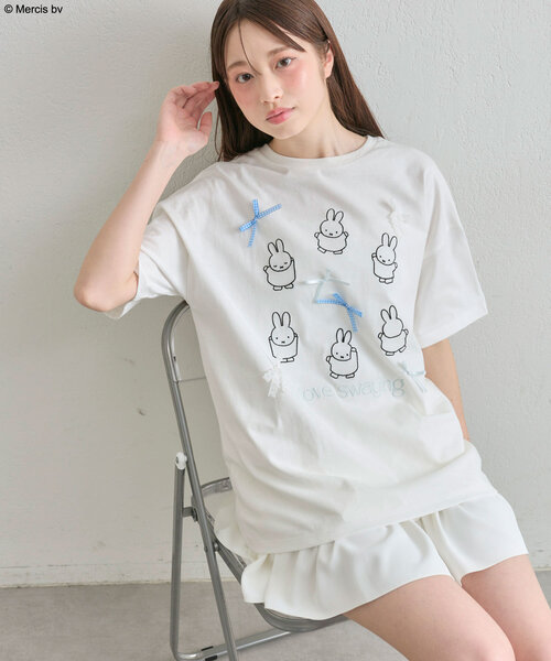 OLIVE des OLIVE(オリーブデオリーブ)の「miffy ribbon Big T(Tシャツ/カットソー・レディース・ホワイト/ブラック/オフホワイト・FREE)」の13枚目の写真
