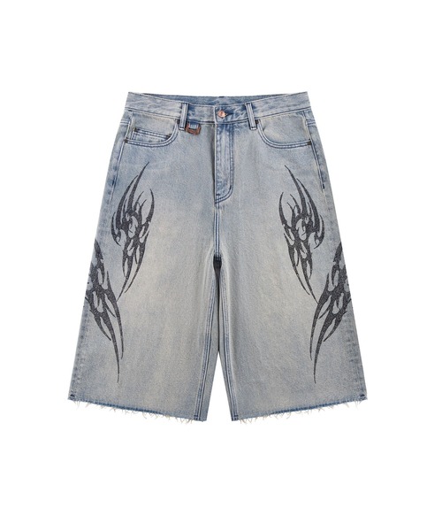 BOHEMIAN SEOUL] DESTROYED GRAY DENIM SHORTS 正規品 韓国
