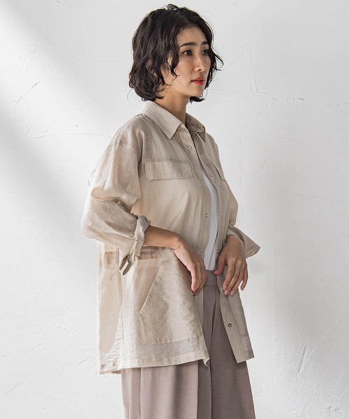 la.f…(ラエフ)の「ポケット付きシアーシャツジャケット≪洗濯機で洗える≫(シャツ/ブラウス・レディース・ホワイト/ベージュ/ブラック・9号/7号)」の6枚目の写真