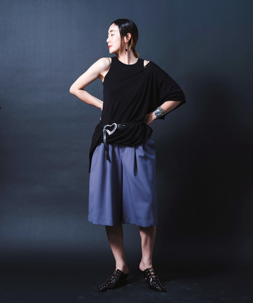 CITYSHOP(シティーショップ)の「“O”COTTON NAYLON T-SHIRT:ニット(ニット/セーター・レディース・グレー/ブラック/オレンジ・FREE)」の4枚目の写真