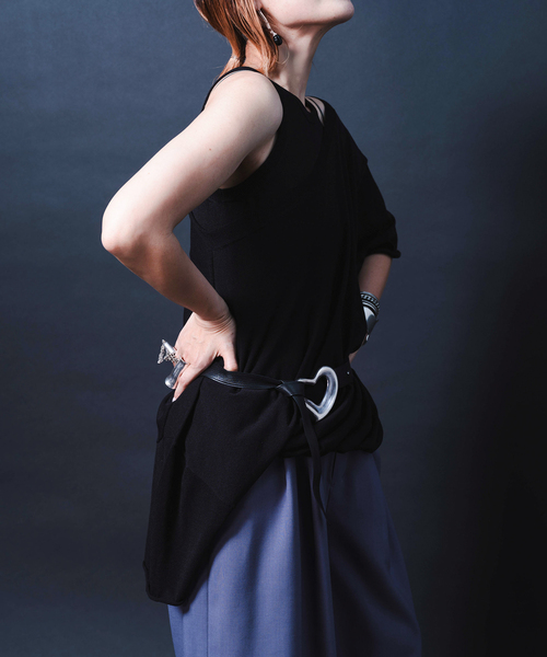 CITYSHOP(シティーショップ)の「“O”COTTON NAYLON T-SHIRT:ニット(ニット/セーター・レディース・グレー/ブラック/オレンジ・FREE)」の5枚目の写真