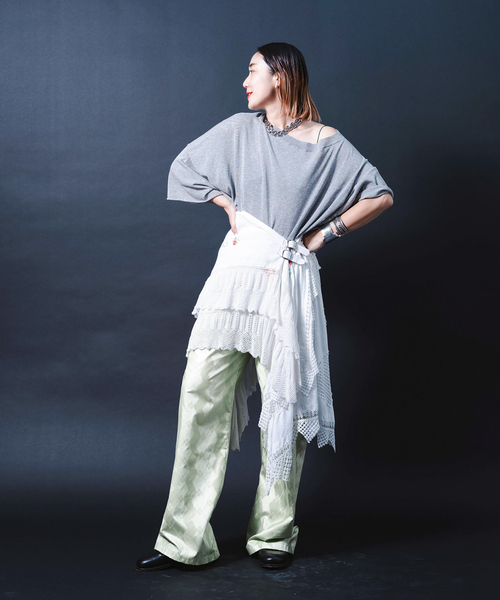 CITYSHOP(シティーショップ)の「“O”COTTON NAYLON T-SHIRT:ニット(ニット/セーター・レディース・グレー/ブラック/オレンジ・FREE)」の7枚目の写真