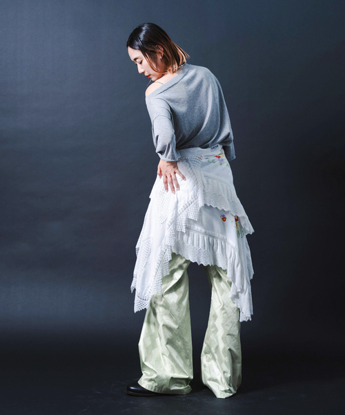 CITYSHOP(シティーショップ)の「“O”COTTON NAYLON T-SHIRT:ニット(ニット/セーター・レディース・グレー/ブラック/オレンジ・FREE)」の8枚目の写真