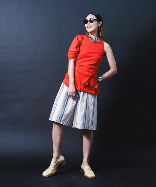 CITYSHOP(シティーショップ)の「“O”COTTON NAYLON T-SHIRT:ニット(ニット/セーター・レディース・グレー/ブラック/オレンジ・FREE)」の10枚目の写真