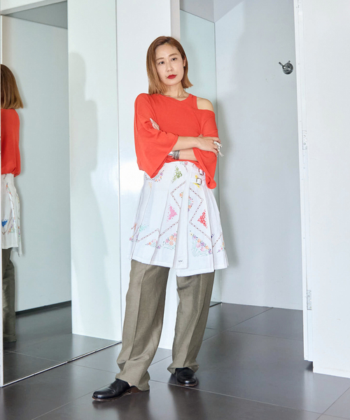 CITYSHOP(シティーショップ)の「“O”COTTON NAYLON T-SHIRT:ニット(ニット/セーター・レディース・グレー/ブラック/オレンジ・FREE)」の13枚目の写真