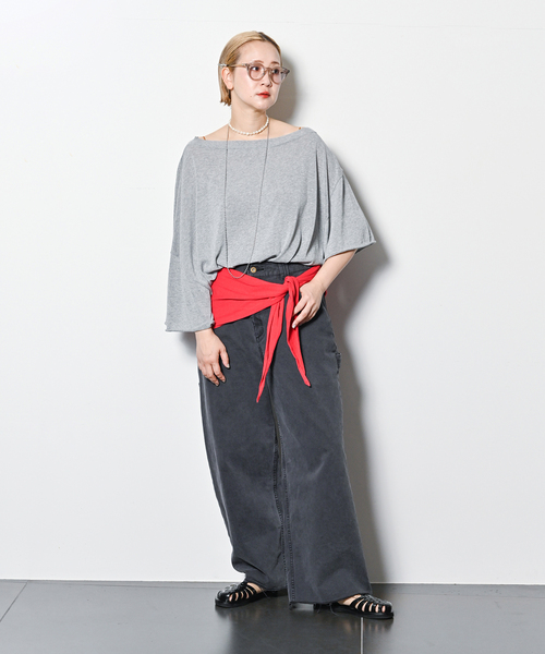 CITYSHOP(シティーショップ)の「“O”COTTON NAYLON T-SHIRT:ニット(ニット/セーター・レディース・グレー/ブラック/オレンジ・FREE)」の16枚目の写真