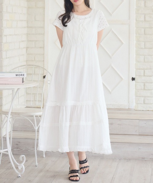 RETRO GIRL（レトロガール）の「リボンレースロングOP（ワンピース・レディース・ナチュラル/ホワイト/ブラック・FREE）」の2枚目の写真