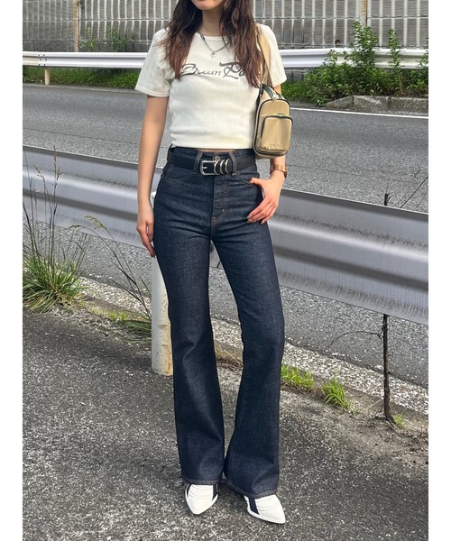 MOUSSY(マウジー)の「OP PICOT EYELET Tシャツ(Tシャツ/カットソー・レディース・ブラック/ライトブルー/オフホワイト・FREE)」の7枚目の写真