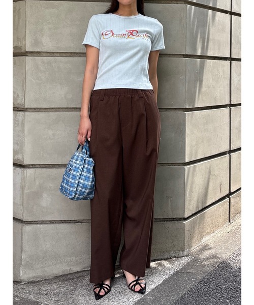 MOUSSY(マウジー)の「OP PICOT EYELET Tシャツ(Tシャツ/カットソー・レディース・ブラック/ライトブルー/オフホワイト・FREE)」の5枚目の写真