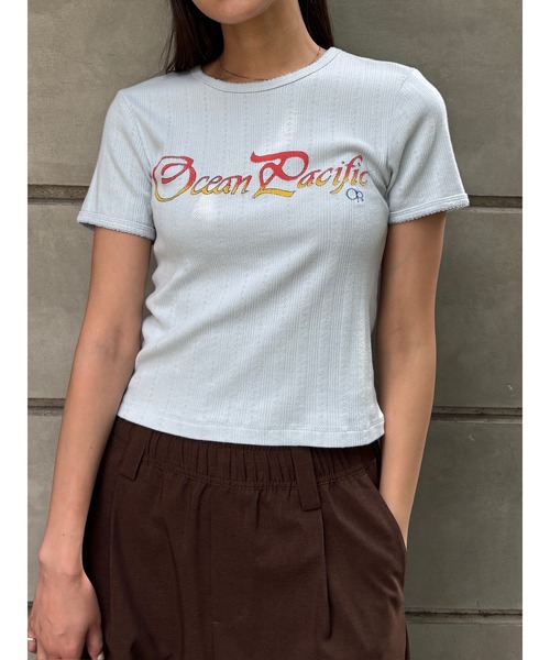 MOUSSY(マウジー)の「OP PICOT EYELET Tシャツ(Tシャツ/カットソー・レディース・ブラック/ライトブルー/オフホワイト・FREE)」の4枚目の写真