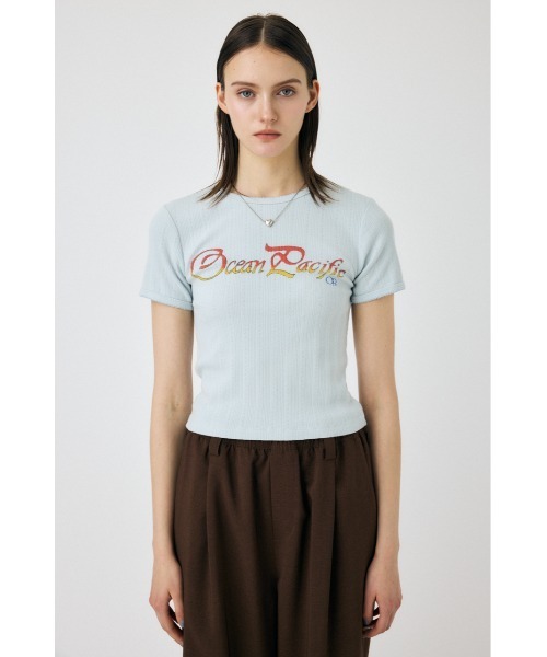 MOUSSY(マウジー)の「OP PICOT EYELET Tシャツ(Tシャツ/カットソー・レディース・ブラック/ライトブルー/オフホワイト・FREE)」の18枚目の写真