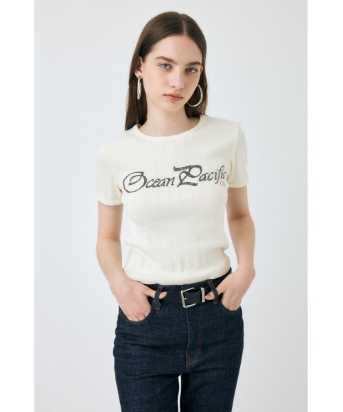 MOUSSY(マウジー)の「OP PICOT EYELET Tシャツ(Tシャツ/カットソー・レディース・ブラック/ライトブルー/オフホワイト・FREE)」の10枚目の写真