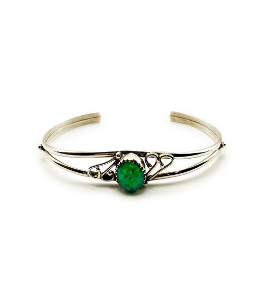 Indian Jewelry（インディアンジュエリー）の「THEATER シアター ネイティブデザインティックフラットコッパーバングル Made in USA（バングル/リストバンド・メンズ・ブルー/ホワイト・FREE）」の4枚目の写真