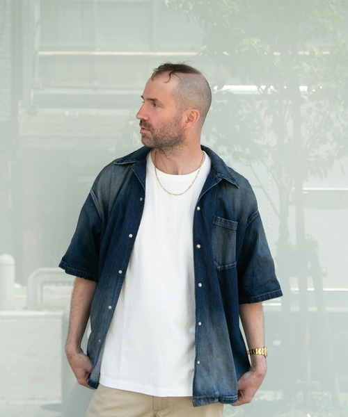 TMT(ティーエムティー)の「10oz DENIM SHORT SLEEVE SHIRTS(OVERSIZED)(Tシャツ/カットソー・メンズ・インディゴブルー/ライトインディゴブルー・FREE)」の1枚目の写真
