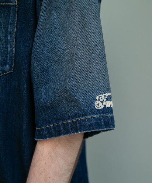 TMT(ティーエムティー)の「10oz DENIM SHORT SLEEVE SHIRTS(OVERSIZED)(Tシャツ/カットソー・メンズ・インディゴブルー/ライトインディゴブルー・FREE)」の9枚目の写真