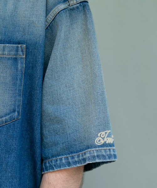 TMT(ティーエムティー)の「10oz DENIM SHORT SLEEVE SHIRTS(OVERSIZED)(Tシャツ/カットソー・メンズ・インディゴブルー/ライトインディゴブルー・FREE)」の6枚目の写真
