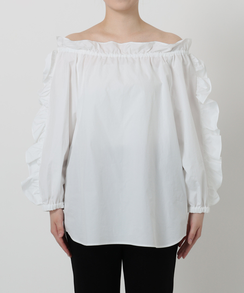 Bonum（ボナム）の「オフショルダーフリルブラウス（シャツ/ブラウス・レディース・ブラック/ホワイト・FREE）」の21枚目の写真