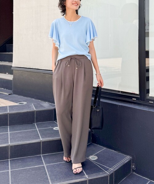 NOLLEY’S Sophi（ノーリーズソフィ）の「《手洗い可能》袖フリル配色プルオーバーニット（ニット/セーター・レディース・ホワイト/ブラック/サックスブルー・38）」の10枚目の写真