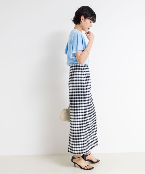 NOLLEY’S Sophi（ノーリーズソフィ）の「《手洗い可能》袖フリル配色プルオーバーニット（ニット/セーター・レディース・ホワイト/ブラック/サックスブルー・38）」の13枚目の写真