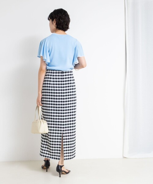 NOLLEY’S Sophi（ノーリーズソフィ）の「《手洗い可能》袖フリル配色プルオーバーニット（ニット/セーター・レディース・ホワイト/ブラック/サックスブルー・38）」の14枚目の写真
