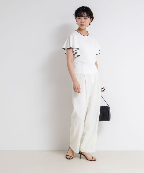 NOLLEY’S Sophi（ノーリーズソフィ）の「《手洗い可能》袖フリル配色プルオーバーニット（ニット/セーター・レディース・ホワイト/ブラック/サックスブルー・38）」の20枚目の写真