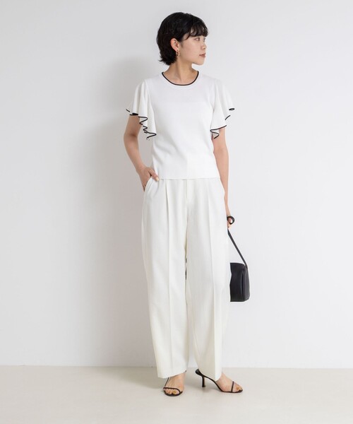 NOLLEY’S Sophi（ノーリーズソフィ）の「《手洗い可能》袖フリル配色プルオーバーニット（ニット/セーター・レディース・ホワイト/ブラック/サックスブルー・38）」の21枚目の写真